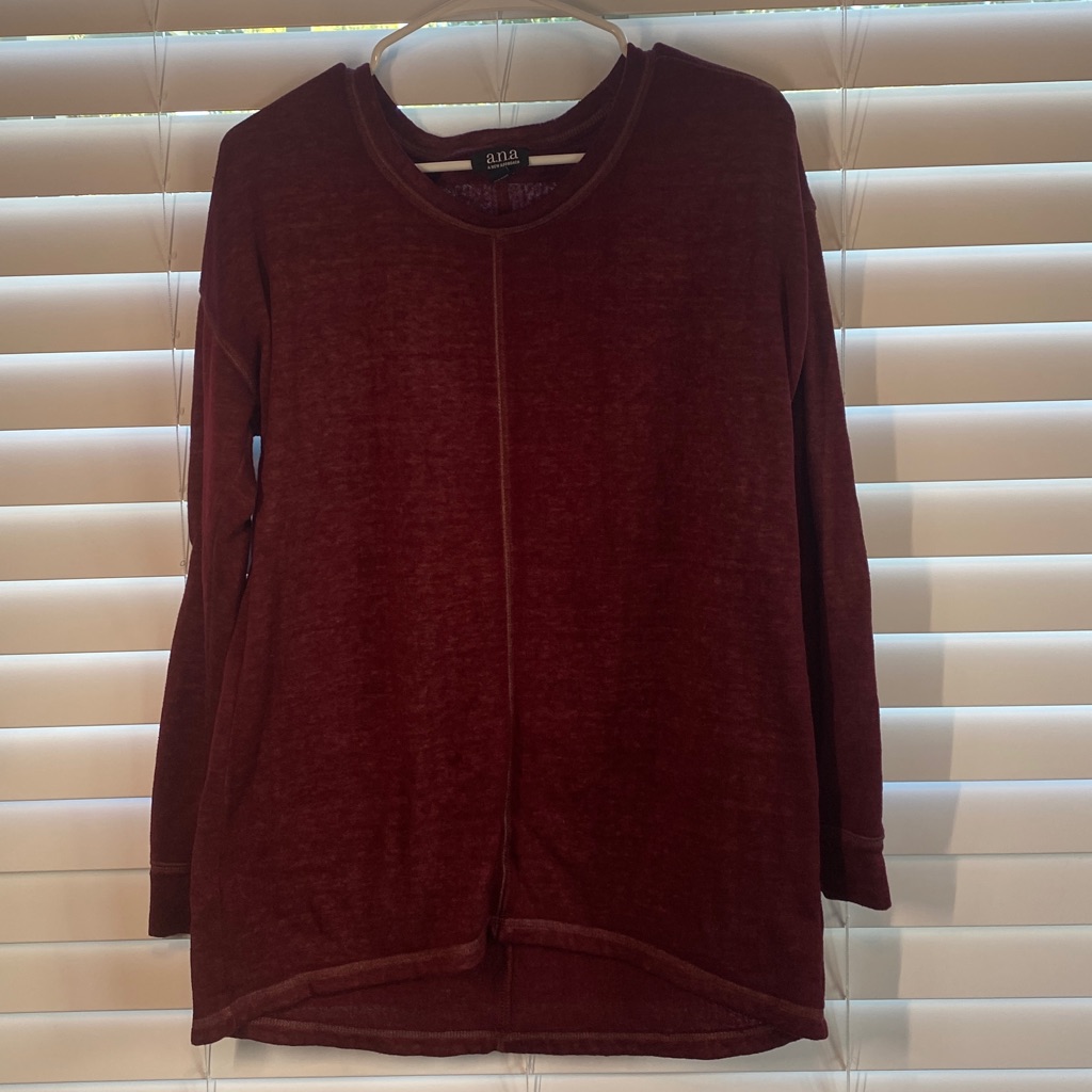 A.N.A Soft Burgundy Long Sleeve Top M